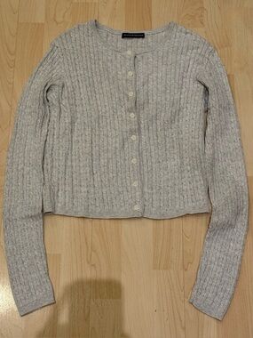 Brandy Melville Heather Gray Cable Knit Button-Up Cardigan